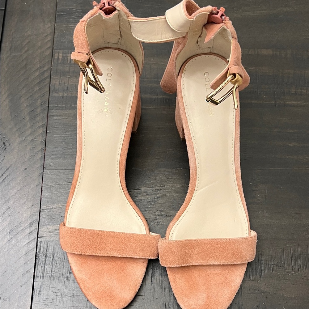 Cole Haan Women's Pink Suede Ankle Strap Heels